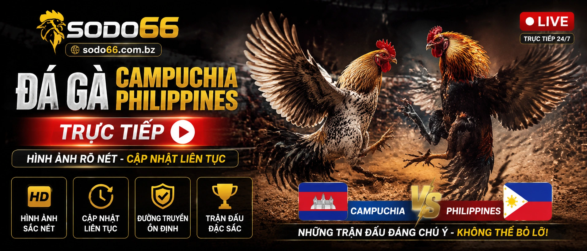Màn hình danh mục Đá Gà Campuchia và Đá Gà Cựa Sắt