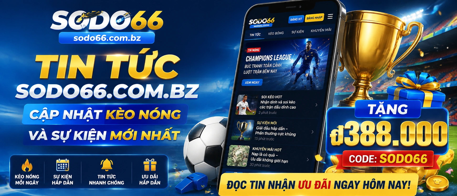 Giao diện tin tức sodo66 với các mục cập nhật nổi bật